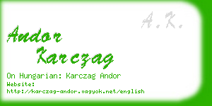 andor karczag business card